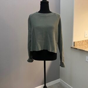 Green Brandy Melville Waffle Knit Crewneck Sweater in one size